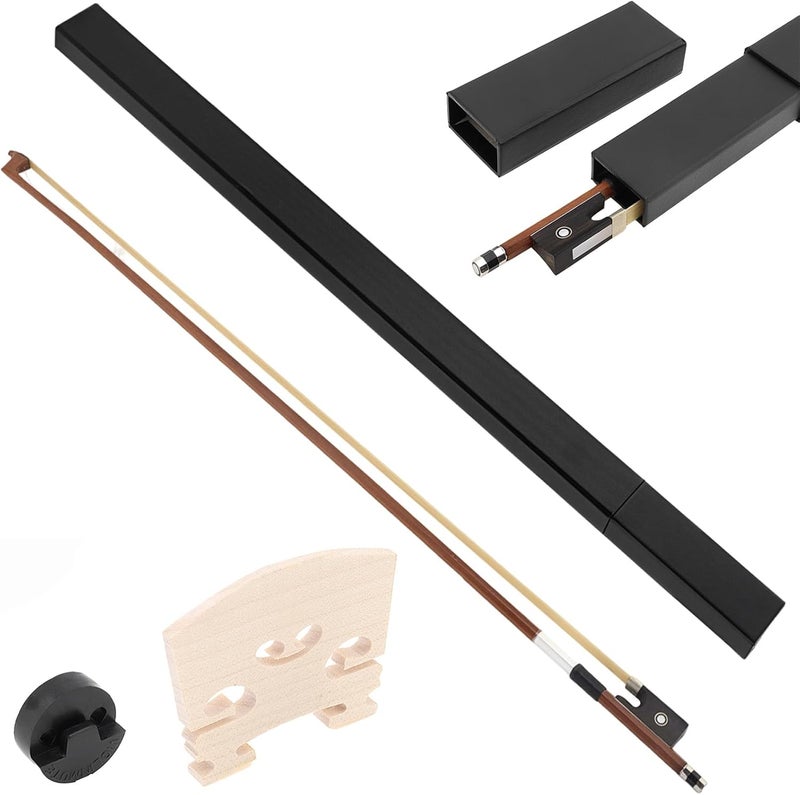 REMAGIC Brazilwood Ebony Frog Violin Bow, Professional 4/4 Full Size Ebony Wood Frog Violin Arbor with Case and Maple Bridge,Well Balance Fiddle Bow with Sheepskin Grip White Horse Hair for Student Adult - Image 1